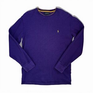 Polo Ralph Lauren Purple Waffle-knit Long-Sleeve Thermal Shirt